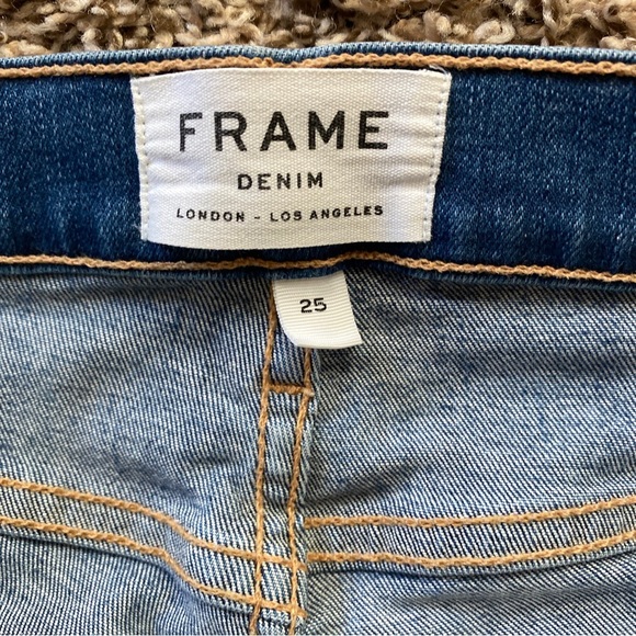 Frame Denim Le Skinny de Jeanne Blue Jeans Distressed Size 25 - Picture 9 of 12